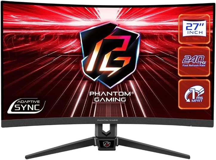 27" gaming monitor curved, 240hz, 1ms, hdr 10