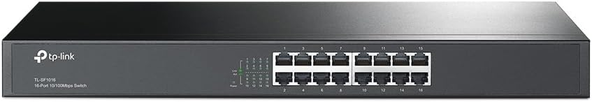 TP-LINK (TL-SF1016) 16-Port 10/100Mbps Unmanaged Rackmount Switch, 19-inch Steel Case