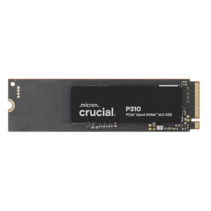 Micron Crucial P310 NVMe M.2 SSD on a black background