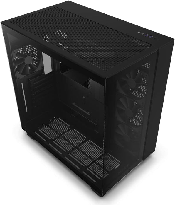 NZXT H9 Flow Black Dual Chamber ATX Gaming PC Case Mid Tower, Tempered Glass, High Airflow