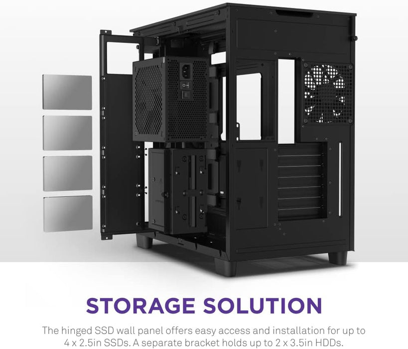 NZXT H9 Flow Black Dual Chamber ATX Gaming PC Case Mid Tower, Tempered Glass, High Airflow