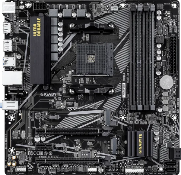 GIGABYTE B550M DS3H R2 Micro‑ATX AM4 Motherboard – PCIe 4.0, DDR4
