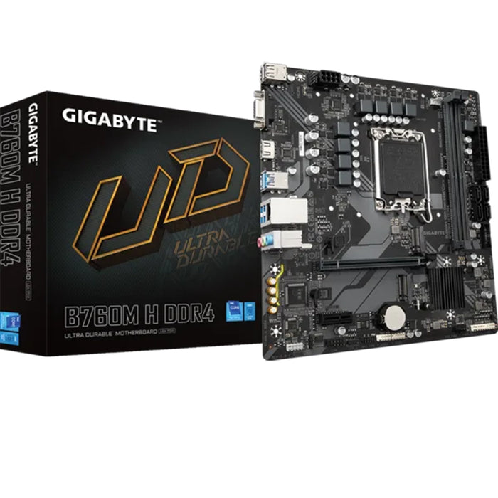 Gigabyte B760M H DDR4 LGA1700 Micro‑ATX motherboard.