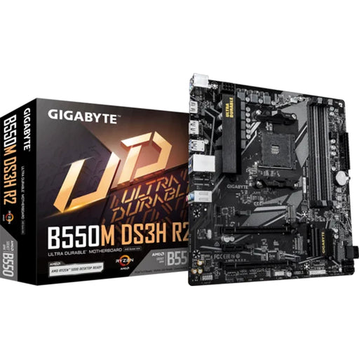 GIGABYTE B550M DS3H R2 Micro‑ATX AM4 motherboard.