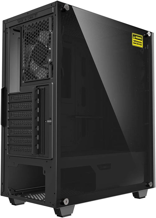 GameMax Diamond ARGB Gaming PC Case w/ Glass Window, ATX, ARGB Strip & Angled Pattern Front, Rear RGB Fan, LED Button, Black