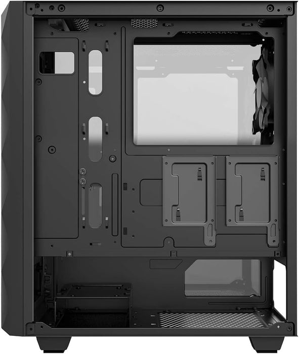 GameMax Diamond ARGB Gaming PC Case w/ Glass Window, ATX, ARGB Strip & Angled Pattern Front, Rear RGB Fan, LED Button, Black