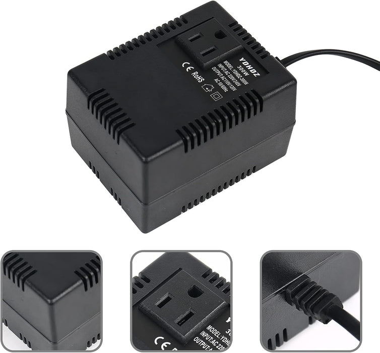 300W Step Down Power Adapter Voltage Converter, 220V/240V to 110V/120V Transformer, US to UK