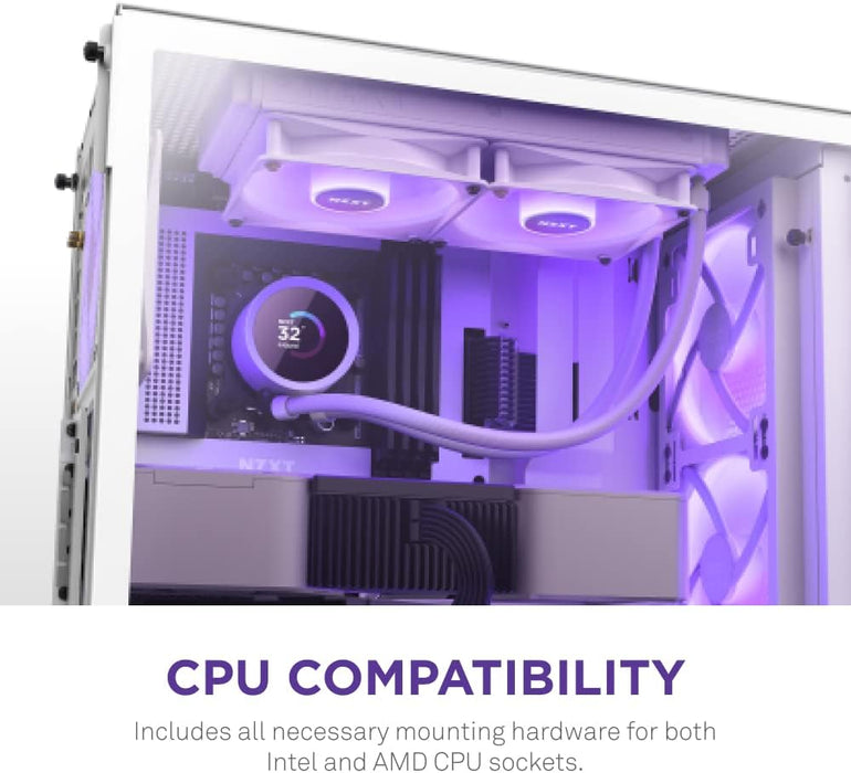 NZXT Kraken 240 RGB AIO CPU Liquid Cooler, AMD Intel Combo Water Cooler, LCD Display for Images, RGB Core Fans