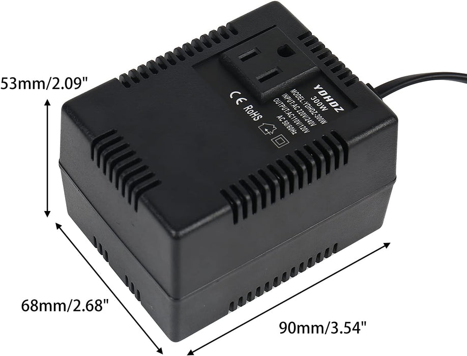 300W Step Down Power Adapter Voltage Converter, 220V/240V to 110V/120V Transformer, US to UK