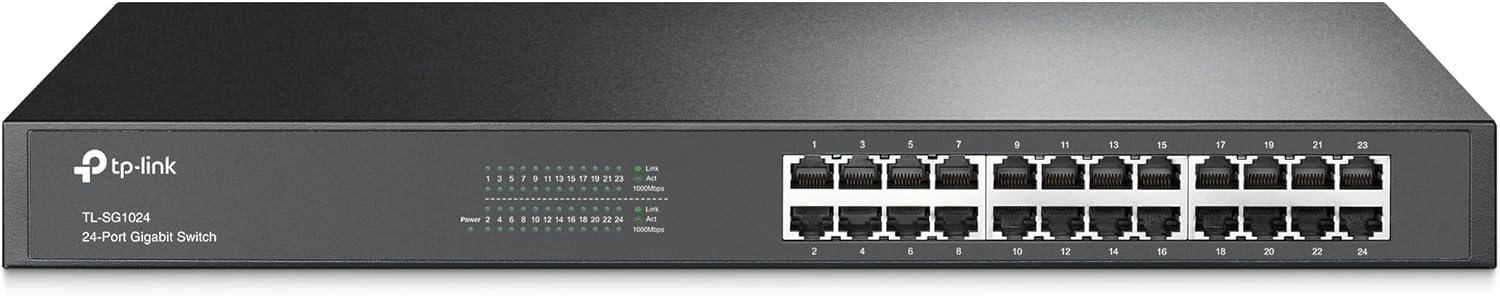 TP-Link 24-Port Gigabit Ethernet Switch Unmanaged Rackmount, Steel Case