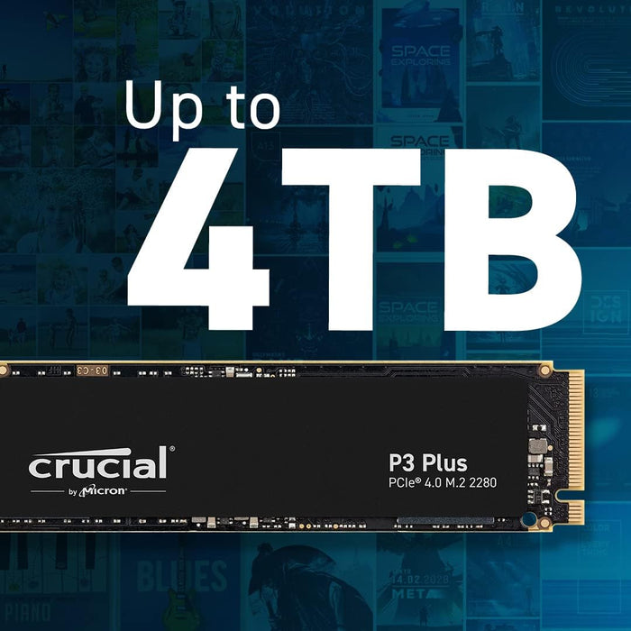 Crucial P3 Plus 4TB NVMe M.2 SSD, 4800MB/s read, Internal Solid State Drive, PCIe 4.0 Hard Drive
