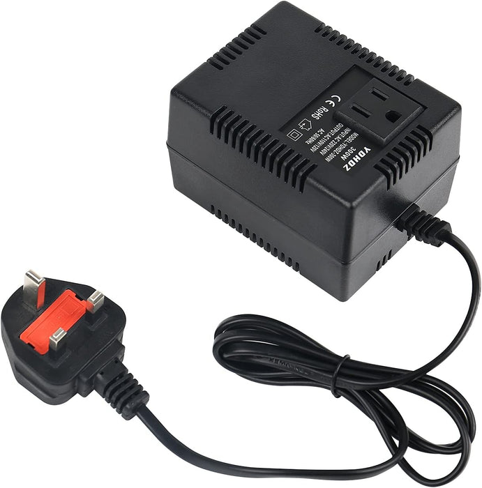 300W Step Down Power Adapter Voltage Converter, 220V/240V to 110V/120V Transformer, US to UK