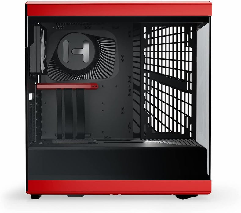 Hyte Y40 ATX Mid Tower Gaming Desktop PC Case, Panoramic Glass, 120mm Fans, Red
