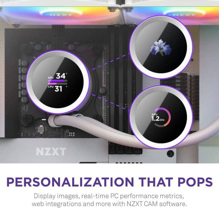 NZXT Kraken 240 RGB AIO CPU Liquid Cooler, AMD Intel Water Cooler, LCD Display for Images, RGB