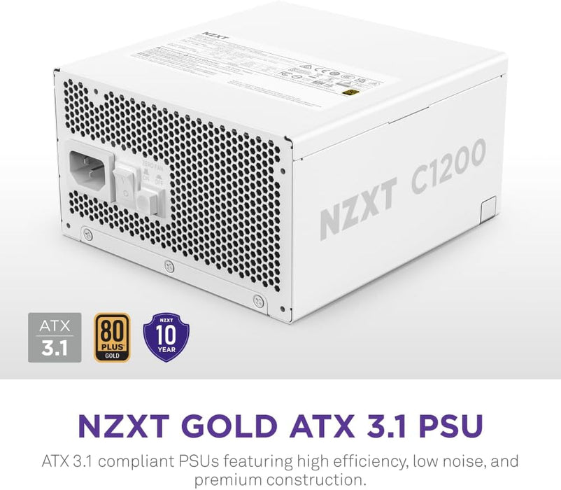 NZXT C1200 Gold ATX 3.1 1200W Fully Modular Power Supply – 80+ Gold, PCIe 5 Ready