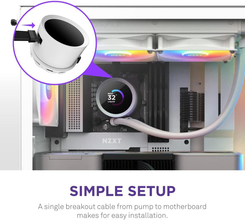 NZXT Kraken 240 RGB AIO CPU Liquid Cooler, AMD Intel Combo Water Cooler, LCD Display for Images, RGB Core Fans
