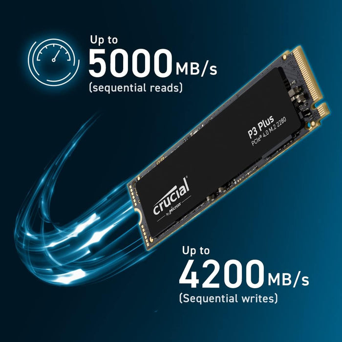 Crucial P3 Plus 4TB NVMe M.2 SSD, 4800MB/s read, Internal Solid State Drive, PCIe 4.0 Hard Drive