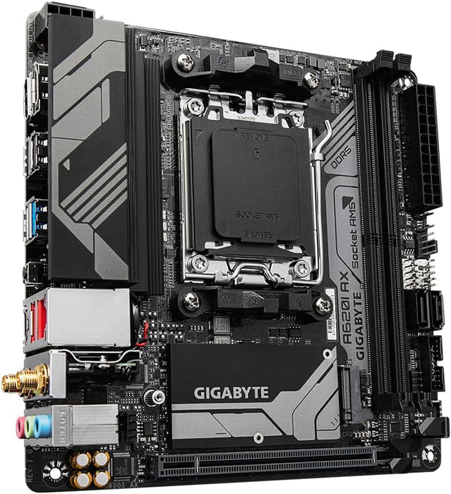 Gigabyte A620I AX Mini ITX Gaming Motherboard, AMD Ryzen 8th Gen, DDR5