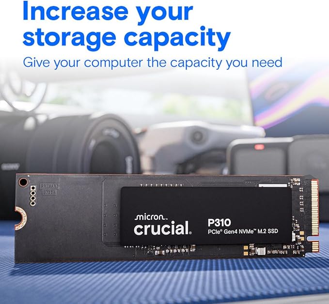 Crucial P310 4TB SSD M.2 2280 NVMe PCle Gen4, Up to 7, 100MB/ s, Laptop & Desktop (PC) Compatible, Internal SSD - CT4000P310SSD801
