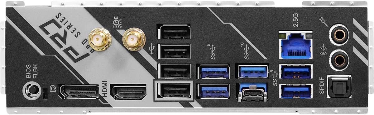 Asrock X670E PRO RS Gaming Motherboard, AMD X670, AM5, ATX, DDR5, HDMI, DP, Wi-Fi 6E, 2.5G LAN, PCIe5, RGB, M.2