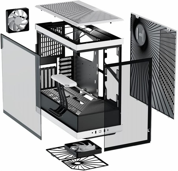 Hyte Y40 ATX Mid Tower Gaming Desktop PC Case, Panoramic Glass, 120mm Fans, White