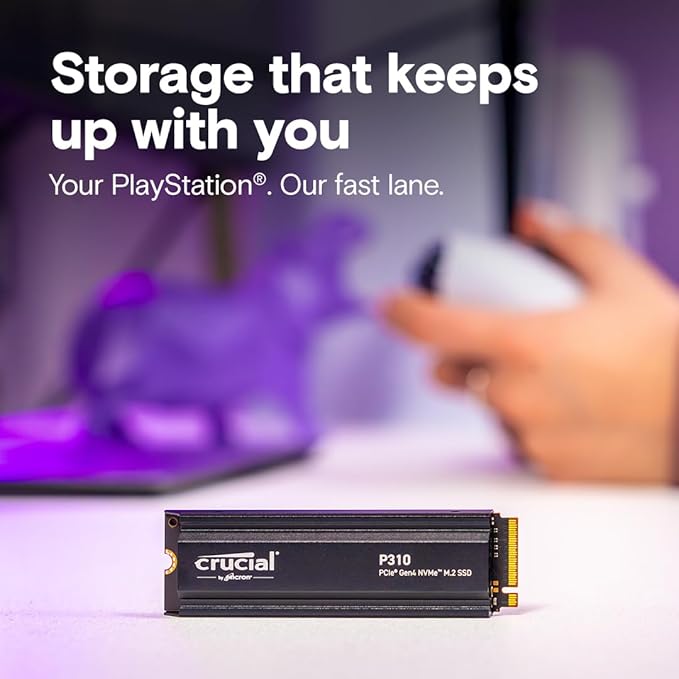 Crucial P310 1TB M.2 2280 PCIe 4.0 NVMe Solid State Drive (With Heatsink)