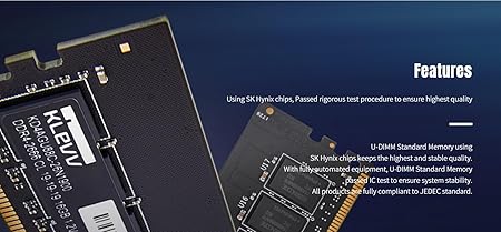 KLEVV DDR4 32GB (1x32GB) 3200MHz CL22 1.2V UDIMM Desktop Ram Memory SK Hynix Chip (KD4AGUA80-32N2200)