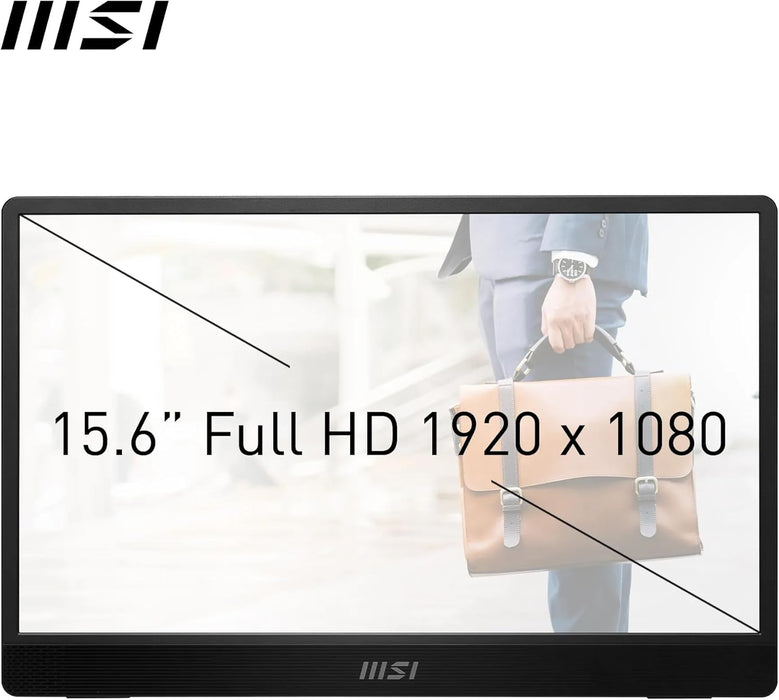 MSI Pro MP161 E2 15.6" Portable Monitor Full HD, IPS, 60Hz, 4ms, Mini HDMI, USB-C