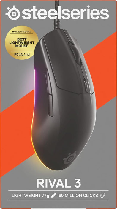 SteelSeries Rival 3 Gen 2 Wired Gaming Mouse – 8.5K DPI, TrueMove Core Sensor, RGB
