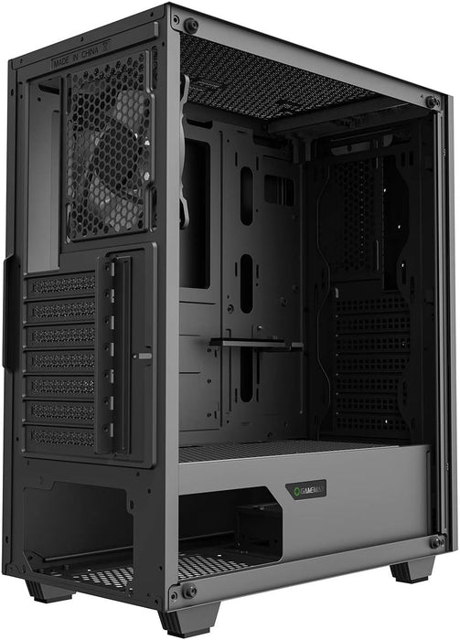 GameMax Diamond ARGB Gaming PC Case w/ Glass Window, ATX, ARGB Strip & Angled Pattern Front, Rear RGB Fan, LED Button, Black