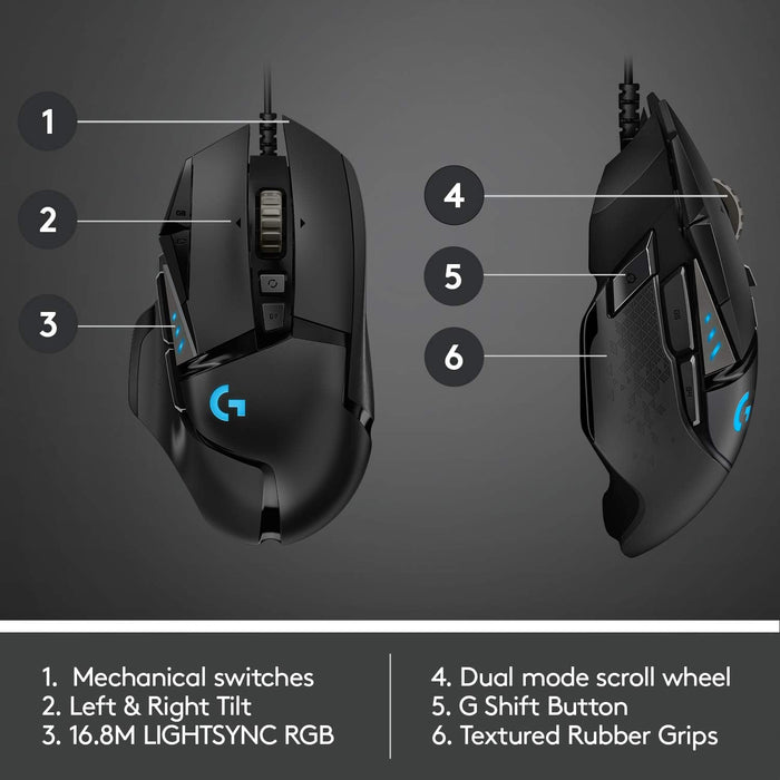 Logitech G502 HERO Wired Gaming Mouse – 25K Sensor, RGB, 11 Buttons