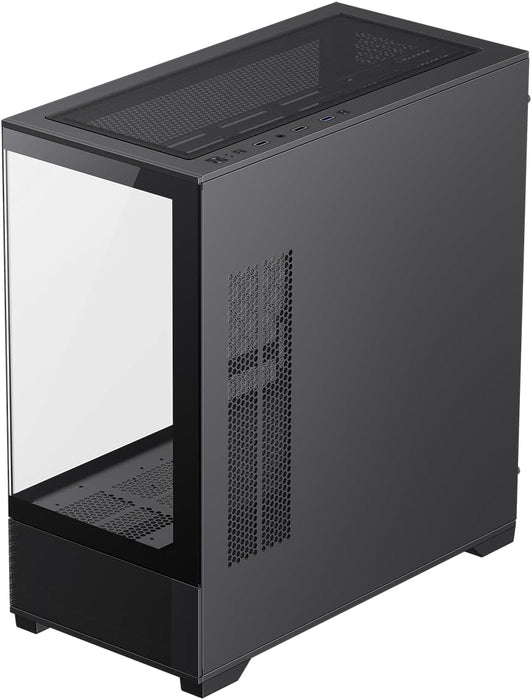 GameMax Vista Micro ATX Gaming PC Case, Glass Side & Front, Mesh Panelling, No Fans inc., ARGB PWM Fan Hub, Black