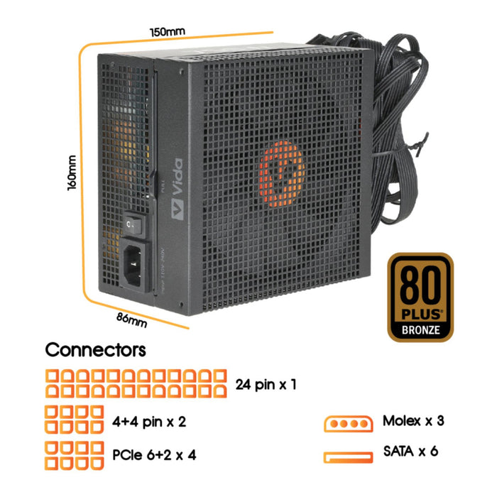 Heracles 750W 80+ Bronze ATX Gaming Power Supply – XTY850D‑750W