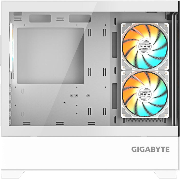 Gigabyte C201 Panoramic ICE Mid Tower Gaming PC Case Micro ATX include 3 Fans - White