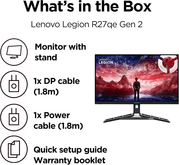 Lenovo Legion R27qe Gen 2 27" QHD 200Hz IPS Gaming Monitor – 0.5ms