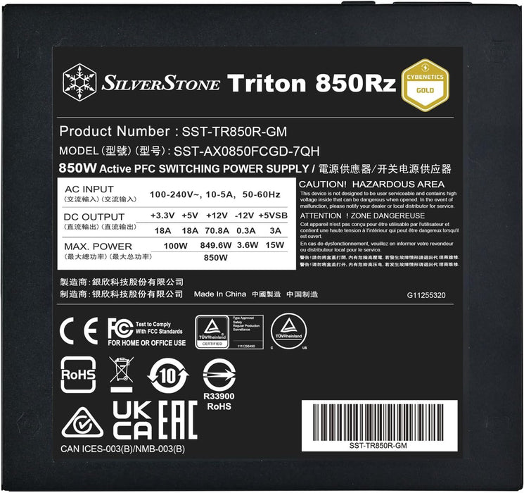 SilverStone 850w 80 Plus Gold Fully Modular ATX Power Supply (Triton Series)