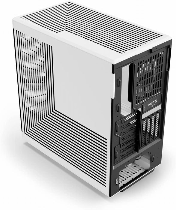 Hyte Y40 ATX Mid Tower Gaming Desktop PC Case, Panoramic Glass, 120mm Fans, White