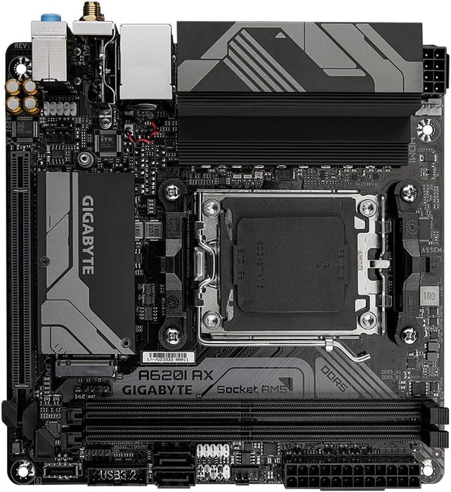 Gigabyte A620I AX Mini ITX Gaming Motherboard, AMD Ryzen 8th Gen, DDR5