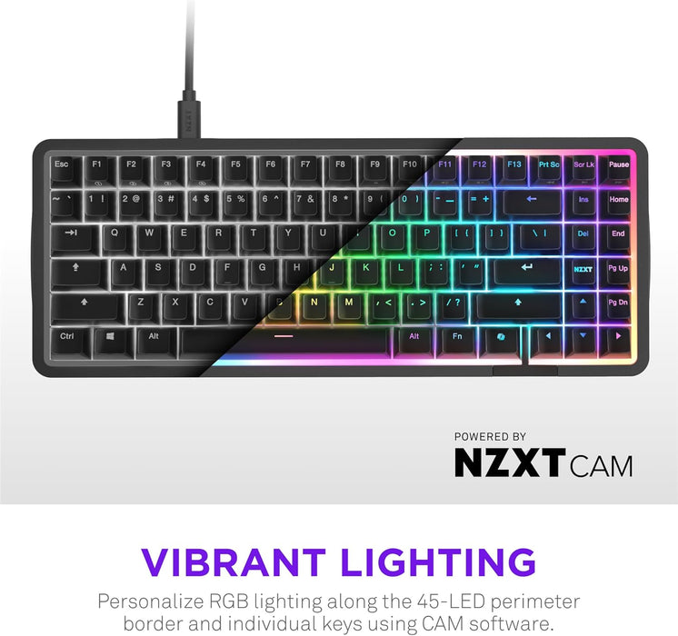 NZXT Function Elite Mini TKL Gaming Keyboard Magnetic Switches Wired RGB Black