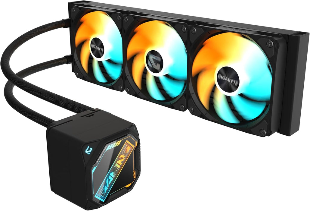 Gigabyte Gaming 360mm AIO CPU Liquid Cooler, 3x ARGB Fans, Black