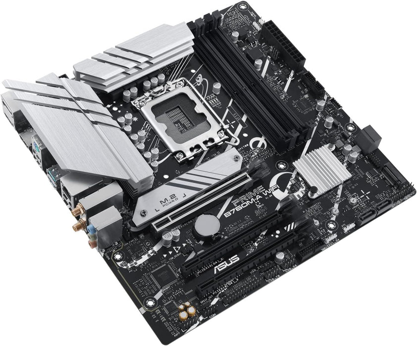 Asus Prime B760M-A WiFi Gaming Motherboard, Intel B760, 1700, Micro ATX, DDR5, HDMI, DP, Wi-Fi 6, 2.5G LAN, PCIe4, M.2