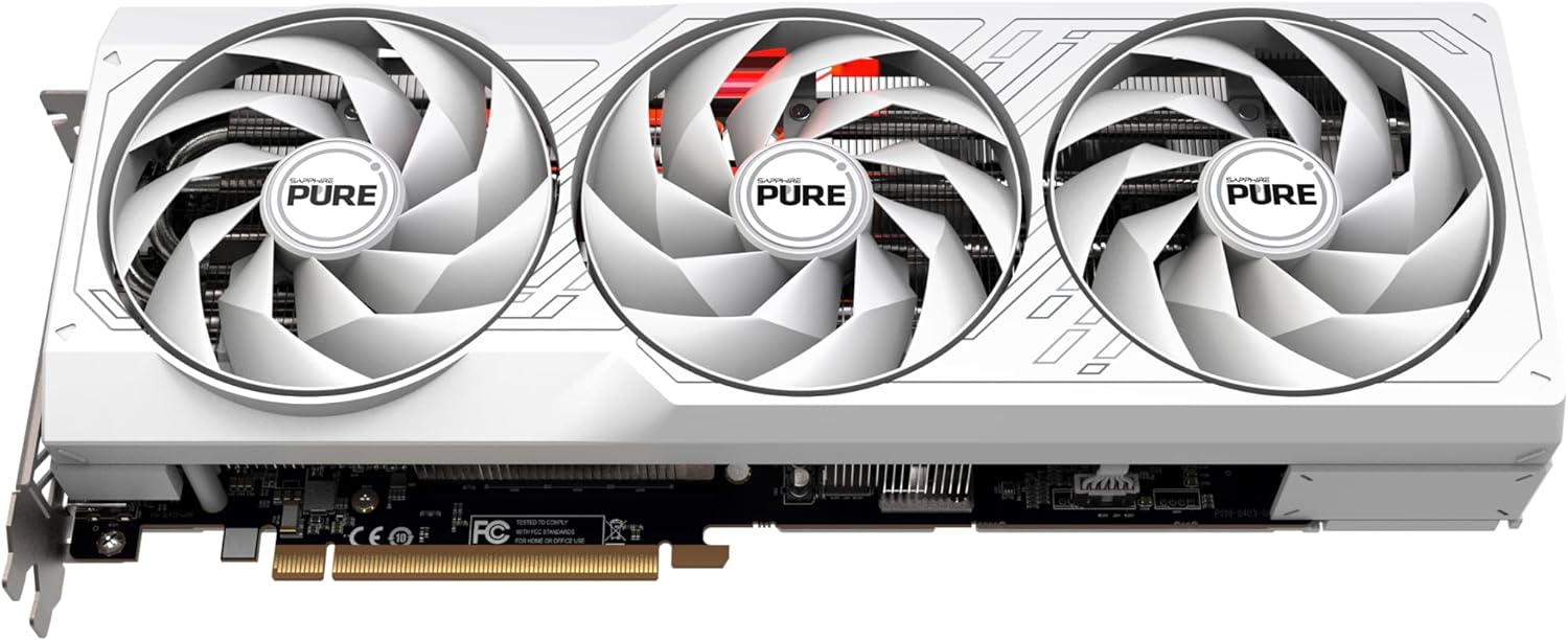 Sapphire Pure RX7800 XT Gaming Graphics Card, PCIe4, 16GB DDR6, HDMI, DP, 2475MHz Clock, LED Lighting, White