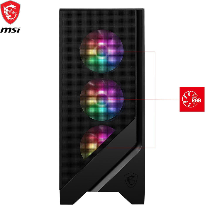 MSI MAG FORGE 120A AIRFLOW Mid-Tower PC Case – Mesh Front, Tempered Glass, Auto-RGB Fans