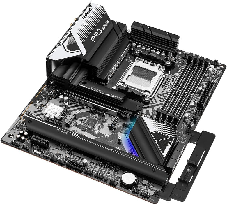 Asrock X670E PRO RS Gaming Motherboard, AMD X670, AM5, ATX, DDR5, HDMI, DP, Wi-Fi 6E, 2.5G LAN, PCIe5, RGB, M.2