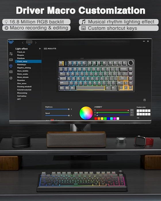 AULA F75 PRO Wireless Mechanical Keyboard – 75% Hot‑Swappable, RGB, Tri‑Mode