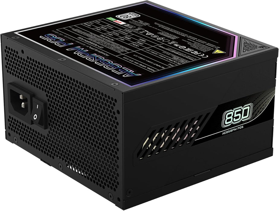 Gigabyte Aorus Elite 850W Power Supply, 80+ Platinum, Fully Modular PSU, Black