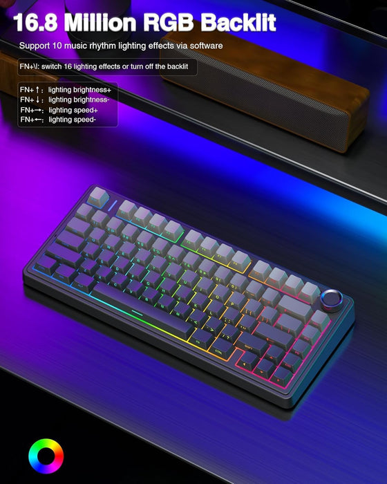 AULA F75 PRO Wireless Mechanical Keyboard – 75% Hot‑Swappable, RGB, Tri‑Mode