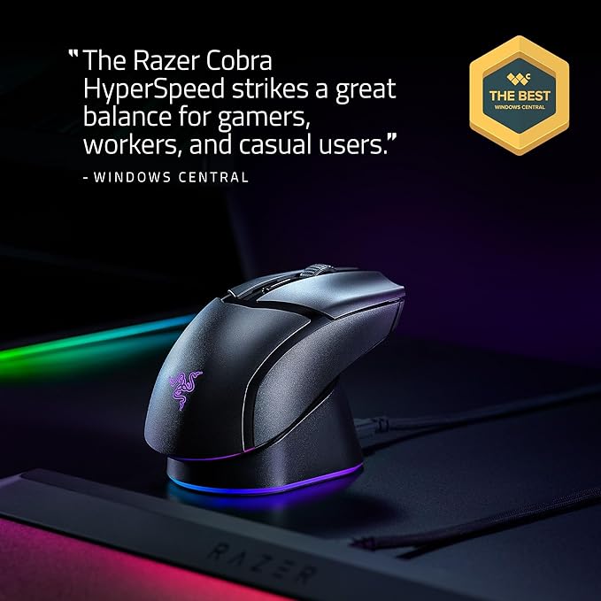Razer Cobra HyperSpeed Lightweight Customizable Wireless Gaming Mouse & Bluetooth RGB