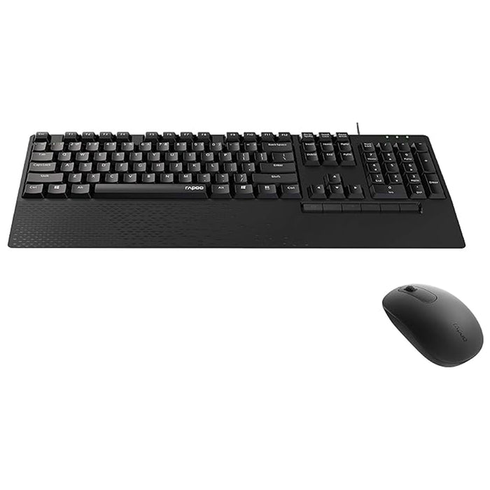 Rapoo NX2000 wired keyboard and mouse combo set in black (QWERTY).
