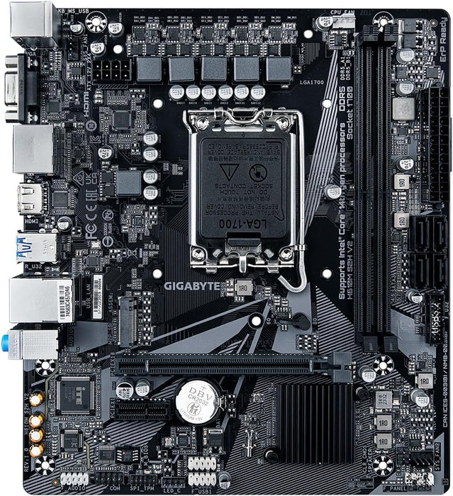 Gigabyte H610M S2H V2 Micro ATX Gaming Motherboard, Intel 1700, DDR5, HDMI, DP, LAN
